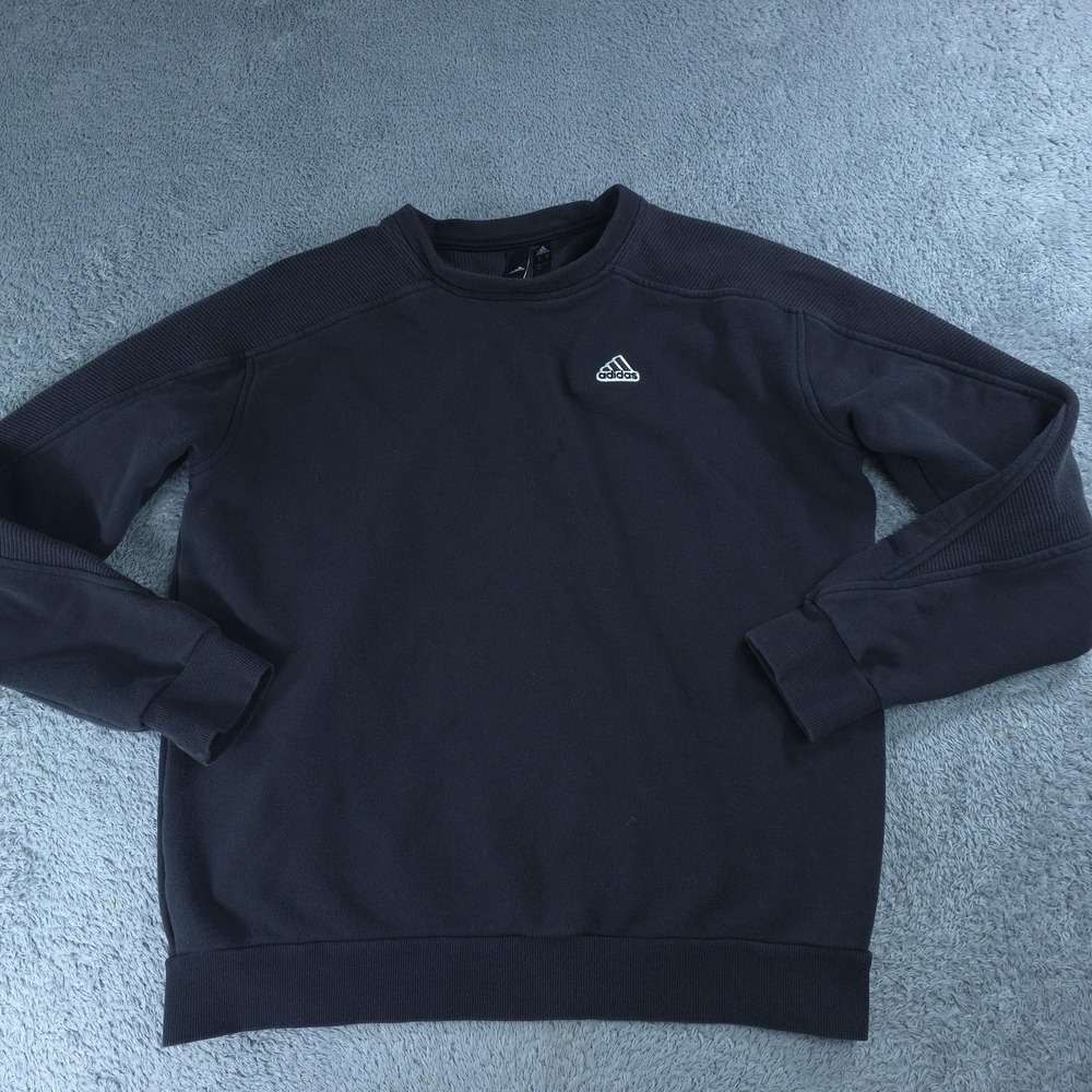 Adidas Sweatshirt Mens XS Black Pullover Crewneck Fleece H59411 Logo